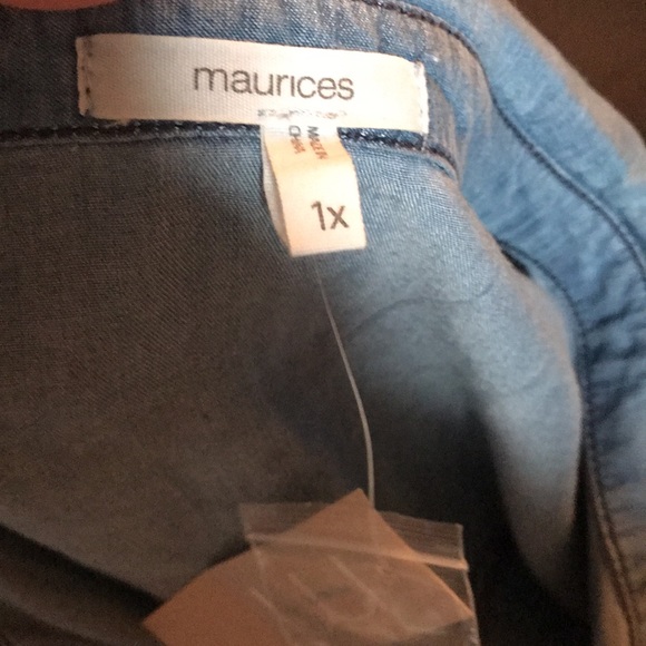 Plus sz 0x Chambray Button Up Babydoll Dress - Picture 11 of 12